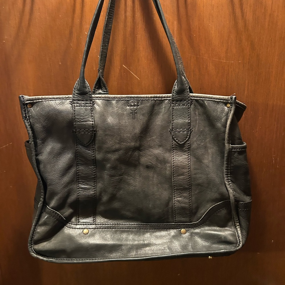 Frye Black Leather Tote Bag